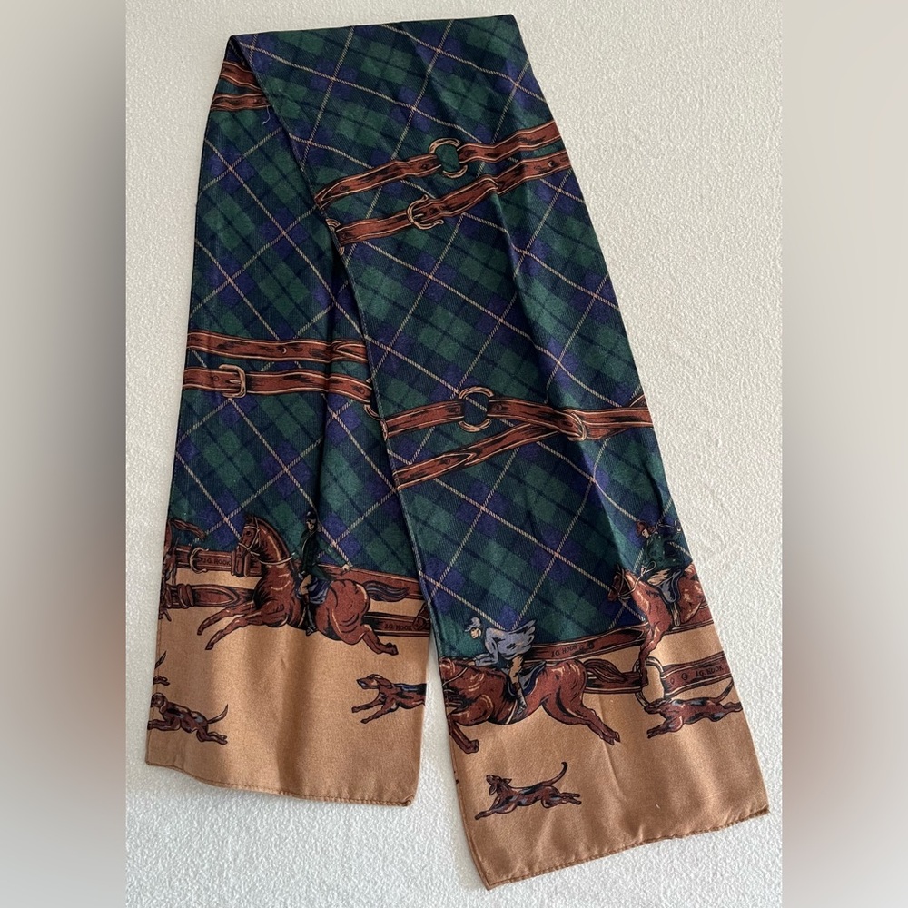 Vintage J.G. Hook Equestrian Scarf | Plaid Horse Bit Old Money Aesthetic